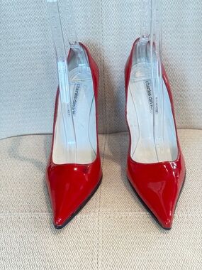 Charles David Shiny Red Pointed-Toe Stiletto Pumps